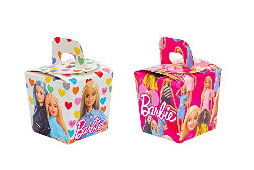 Decora, 0403022 Caja de dulces Barbie, Elegantes cajas de cartón a prueba de grasa, Ideales para empaquetar golosinas y caramelos, Hechas en Italia, Paquete de 6 unidades.