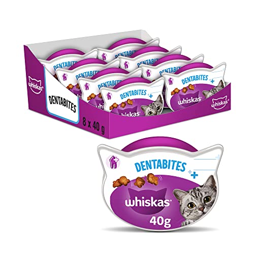 Whiskas Dentabites Snacks para La Higiene Oral de Gatos (Pack de 8 x 40g)