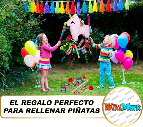 100 Chuches Relleno de Piñata Sin Alérgenos, Golosinas y Caramelos WikiMark - Para Relleno Bolsas de Cumpleaños, Fiestas, Navidad, Halloween. Sin Gluten y Sin Leche.