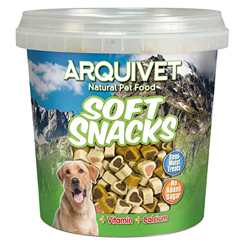 Arquivet, Soft Snacks Naturales para Perro en Forma de corazón Mix de sabores, Pollo, Caza, Cordero, salmón y arroz, Chuches para Perro, Golosinas para Perro, 800 g