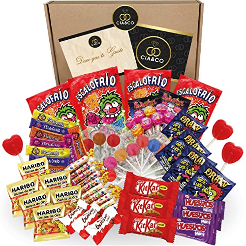 Caja de Golosinas, Chuches y Chocolates con Tarjeta Regalo · Selección Cia&Co con 800 grs de Chucherias Perfecto para Cumpleaños o Piñata